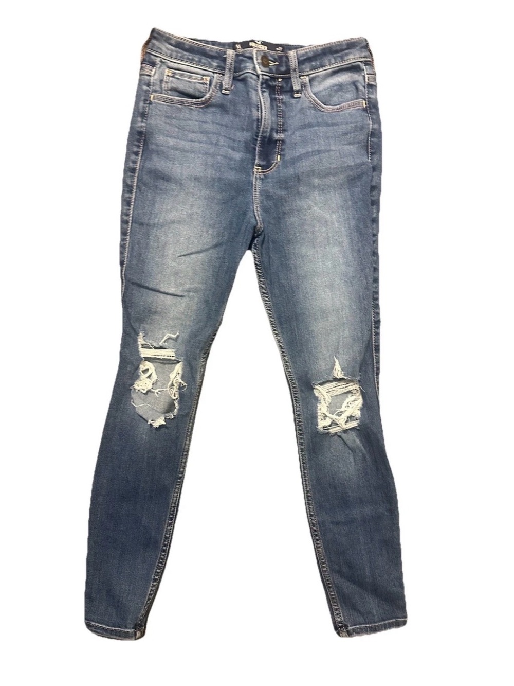 Hollister Women’s Distressed Skinny Fit Blue Jeans size 5s